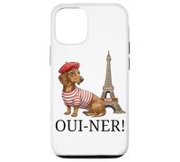 Carcasa para iPhone 12/12 Pro Lindo Regalo de Perro Salchicha París Oui-Ner Ouiner Wiener Torre Eiffel