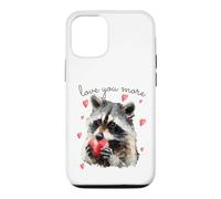 Carcasa para iPhone 12/12 Pro Love You More Raccoon Holding a Heart Womens Cute Valentine
