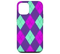 Carcasa para iPhone 12/12 Pro Magenta y Verde Claro Argyle Preppy Retro Vintage 80s 50s