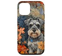 Carcasa para iPhone 12/12 Pro Miniatura Schnauzer Sal Pimienta Floral Perro Arte