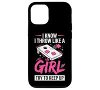 Carcasa para iPhone 12/12 Pro Mujer de Cornhole, Divertida, Lanzo como una niña, Trato de Mantener el Ritmo