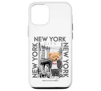 Carcasa para iPhone 12/12 Pro New York City Teddy Bear with The Dumbo Manhattan Bridge