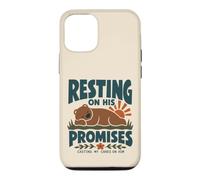 Carcasa para iPhone 12/12 Pro Oso Cristiano descansando en Sus promesas Cita de fe