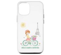 Carcasa para iPhone 12/12 Pro París es Siempre una Buena Idea Linda Chica en Bicicleta