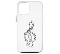 Carcasa para iPhone 12/12 Pro Patrón de músico de Mosaico de Notas para Amantes de la música de Clave de Sol
