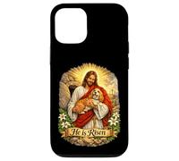Carcasa para iPhone 12/12 Pro Perro Cocker Spaniel Ha resucitado Cruz de Resurrección de Pascua