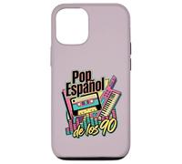 Carcasa para iPhone 12/12 Pro Pop Español de los 90 Retro Cassette Tape Keytar Español