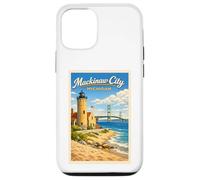 Carcasa para iPhone 12/12 Pro Póster de Viaje Vintage de Michigan Mackinaw City Up North MI