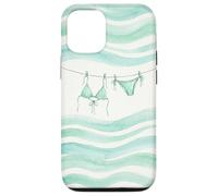 Carcasa para iPhone 12/12 Pro Preppy Bikini Verano Costa Cowgirl Pastel mar Turquesa Ola