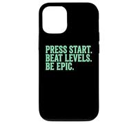 Carcasa para iPhone 12/12 Pro Press Start Beat Levels Be Epic Controlador de Videojuegos Gamer