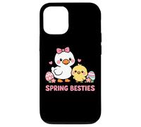 Carcasa para iPhone 12/12 Pro Primavera Besties Kawaii Pato y Pollito Huevos de Pascua Lindo Dibujos Animados