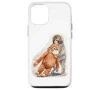 Carcasa para iPhone 12/12 Pro Punch - Lindo bebé Mono y orangután Peluche Juguete Acuarela