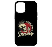 Carcasa para iPhone 12/12 Pro Punk Rock Is My Therapy Skull Music Cráneo Retro Vintage