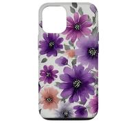 Carcasa para iPhone 12/12 Pro Purple Flower Bouquet Floral Watercolor Wildflowers
