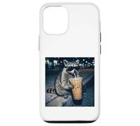 Carcasa para iPhone 12/12 Pro Raccoon Drinking Iced Coffee Funny Animal Meme