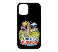 Carcasa para iPhone 12/12 Pro Recuerdo de Viaje de Castillos con Bandera del Reino Unido