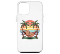 Carcasa para iPhone 12/12 Pro Relaxing Capybara, Sunset, Palm Tree, Summer capy Vacation