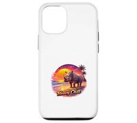 Carcasa para iPhone 12/12 Pro Retro Rhino Sunset Tropical Beach Ilustración