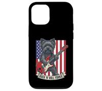 Carcasa para iPhone 12/12 Pro Rock N Roll Yorkie Dog Playing Guitar USA Flag Puppy