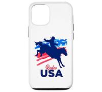 Carcasa para iPhone 12/12 Pro Rodeo Support The Team Rodeo Cowboy Rider Horse Bandera de Estados Unidos