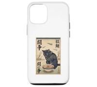 Carcasa para iPhone 12/12 Pro Samurai Gato Negro Comiendo Ramen Escena de Guerra Arte Edo Hombres Mujeres