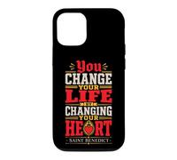 Carcasa para iPhone 12/12 Pro San Benito Cambia tu Vida Corazón Citas de Santo católico