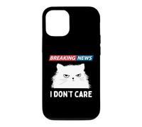 Carcasa para iPhone 12/12 Pro Sarcastic Cat Breaking News I Dont Care Funny Slogan Graphic