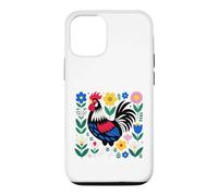 Carcasa para iPhone 12/12 Pro Scandi Folk Art Gallo Diseño Granjero Pollo