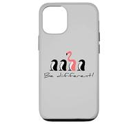 Carcasa para iPhone 12/12 Pro Ser Diferente, Flamenco Rosa Entre los pingüinos