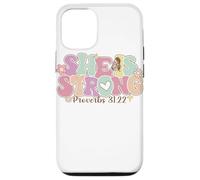 Carcasa para iPhone 12/12 Pro She Is Strong Proverbs 31:22 Gráfico Floral