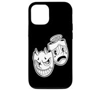Carcasa para iPhone 12/12 Pro Sonríe Ahora Llorar Más Tarde Ángel Diablo Feliz Triste Vintage Cartoon