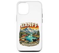 Carcasa para iPhone 12/12 Pro Souvenir del Parque Nacional Retro Mountain Scenic de Banff, Canadá