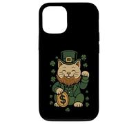 Carcasa para iPhone 12/12 Pro St Patrick's Day Cat Statue Lucky Clover Charm Adult Kids