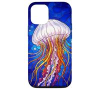 Carcasa para iPhone 12/12 Pro Stained Glass Jellyfish Mosaic Art Ocean Creature