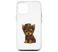 Carcasa para iPhone 12/12 Pro Steampunk Puppies, Regalo para Amantes de los Perros Yorkshire Terrier Yorkie