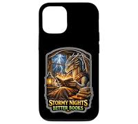 Carcasa para iPhone 12/12 Pro Stormy Night Cozy Dragon Reading Fantasía Criatura