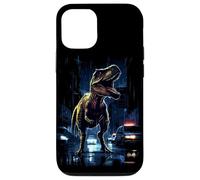 Carcasa para iPhone 12/12 Pro T-Rex Dinosaur Roaring City at Night Graphic Design Japanese
