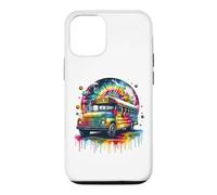 Carcasa para iPhone 12/12 Pro Tie Dye School Bus Art Psychedelic Retro Colors Futuristic