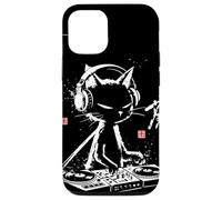 Carcasa para iPhone 12/12 Pro Tocadiscos de Vinilo caligráfico Vintage con diseño de Gato DJ