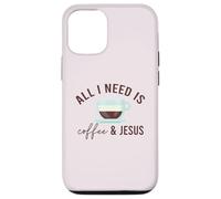 Carcasa para iPhone 12/12 Pro Todo LO Que Necesito ES CAFÉ & JESÚS Divertido Meme Cristiano con cafeína