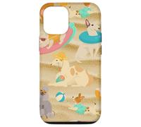 Carcasa para iPhone 12/12 Pro Tropical Summer Sandy Beach Dogs Cute Caniche Chihuahua Puppy
