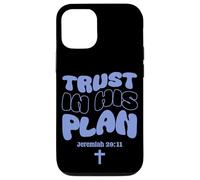 Carcasa para iPhone 12/12 Pro Trust In His Plan Jeremiah Biblia Verso Retro Groovy Word Art