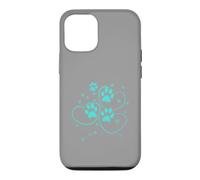Carcasa para iPhone 12/12 Pro Turquesa Huellas Huellas Acuarela Mascota Gatos Perro diseño