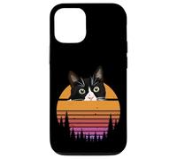 Carcasa para iPhone 12/12 Pro Tuxedo Cat Retro 70s Sunset Vintage Cat Lover