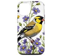 Carcasa para iPhone 12/12 Pro Un jilguero Oriental rodeado de Flores violetas comunes