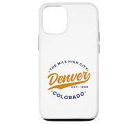Carcasa para iPhone 12/12 Pro Vintage Denver Mile High City Colorado Texto Azul Naranja