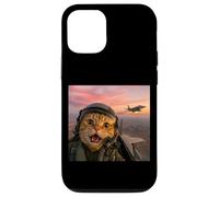 Carcasa para iPhone 12/12 Pro Vintage Fighter Pilot Cat Cool Look Aviación Selfie Art
