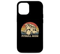 Carcasa para iPhone 12/12 Pro Vintage Pitbull Mom | Happy Smiling Pitbull Mom on Sunset