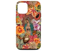 Carcasa para iPhone 12/12 Pro Virgen María Católica Floral Mexicano Folk Mosaico Collage