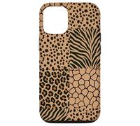 Carcasa para iPhone 12/12 Pro Wild Safari Animal Patchwork Beige Pattern Collage